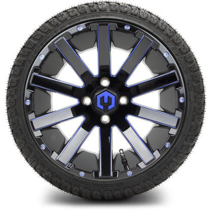 MODZ® 14" Mauler Glossy Black and Blue with Ball Mill Wheels & Street Tires Combo