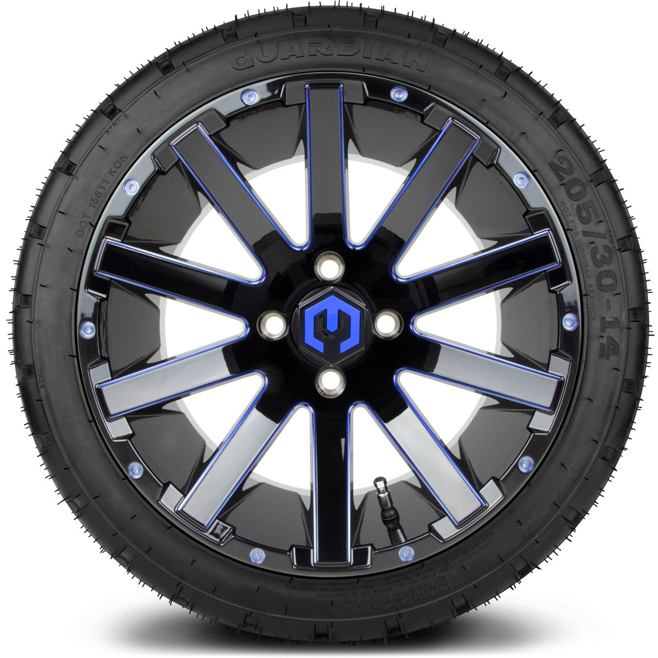 MODZ® 14" Mauler Glossy Black and Blue with Ball Mill Wheels & Street Tires Combo