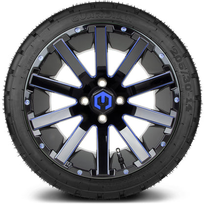 MODZ® 14" Mauler Glossy Black and Blue with Ball Mill Wheels & Street Tires Combo