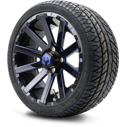 MODZ® 14" Mauler Glossy Black and Blue with Ball Mill Wheels & Street Tires Combo