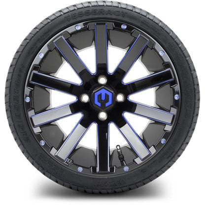 MODZ® 14" Mauler Glossy Black and Blue with Ball Mill Wheels & Street Tires Combo