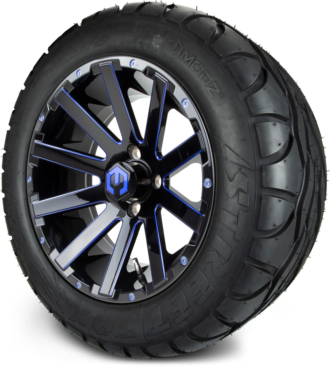 MODZ® 14" Mauler Glossy Black and Blue with Ball Mill Wheels & Street Tires Combo