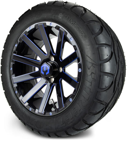 MODZ® 14" Mauler Glossy Black and Blue with Ball Mill Wheels & Street Tires Combo