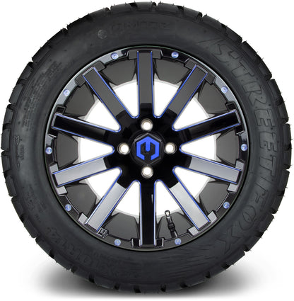 MODZ® 14" Mauler Glossy Black and Blue with Ball Mill Wheels & Street Tires Combo
