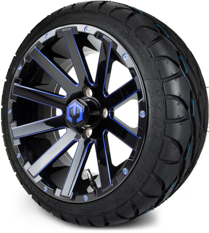 MODZ® 14" Mauler Glossy Black and Blue with Ball Mill Wheels & Street Tires Combo
