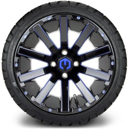 MODZ® 14" Mauler Glossy Black and Blue with Ball Mill Wheels & Street Tires Combo
