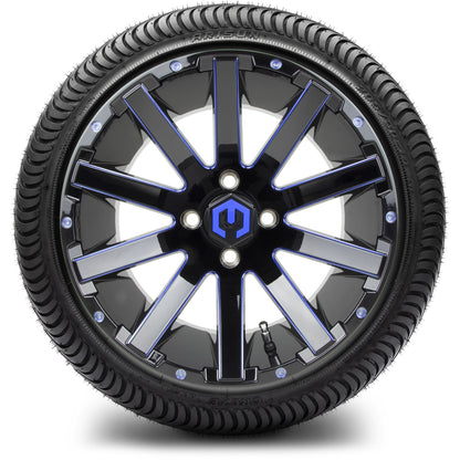 MODZ® 14" Mauler Glossy Black and Blue with Ball Mill Wheels & Street Tires Combo