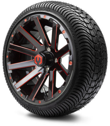 MODZ® 14" Mauler Glossy Black and Red with Ball Mill Wheels & Street Tires Combo
