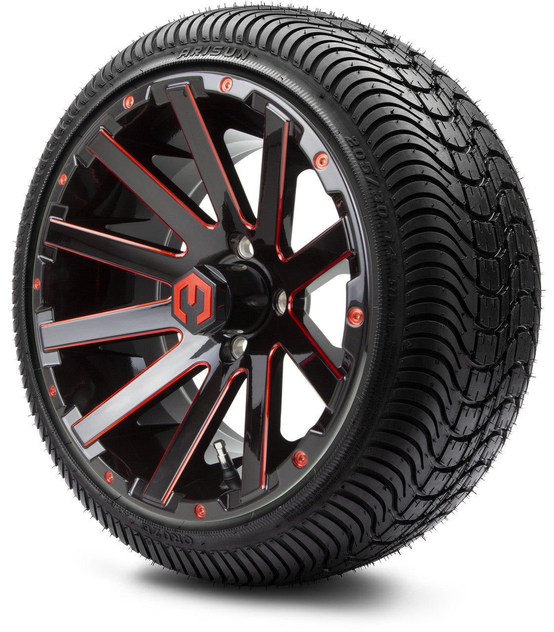 MODZ® 14" Mauler Glossy Black and Red with Ball Mill Wheels & Street Tires Combo