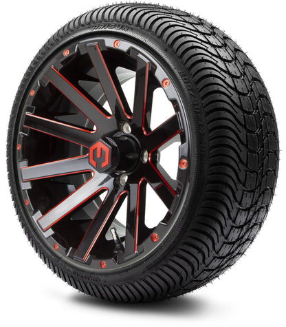 MODZ® 14" Mauler Glossy Black and Red with Ball Mill Wheels & Street Tires Combo
