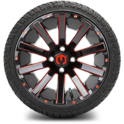 MODZ® 14" Mauler Glossy Black and Red with Ball Mill Wheels & Street Tires Combo