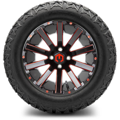 MODZ® 14" Mauler Glossy Black and Red with Ball Mill Wheels & Off-Road Tires Combo
