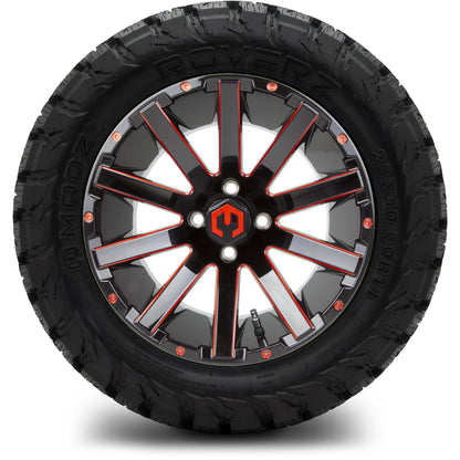 MODZ® 14" Mauler Glossy Black and Red with Ball Mill Wheels & Off-Road Tires Combo