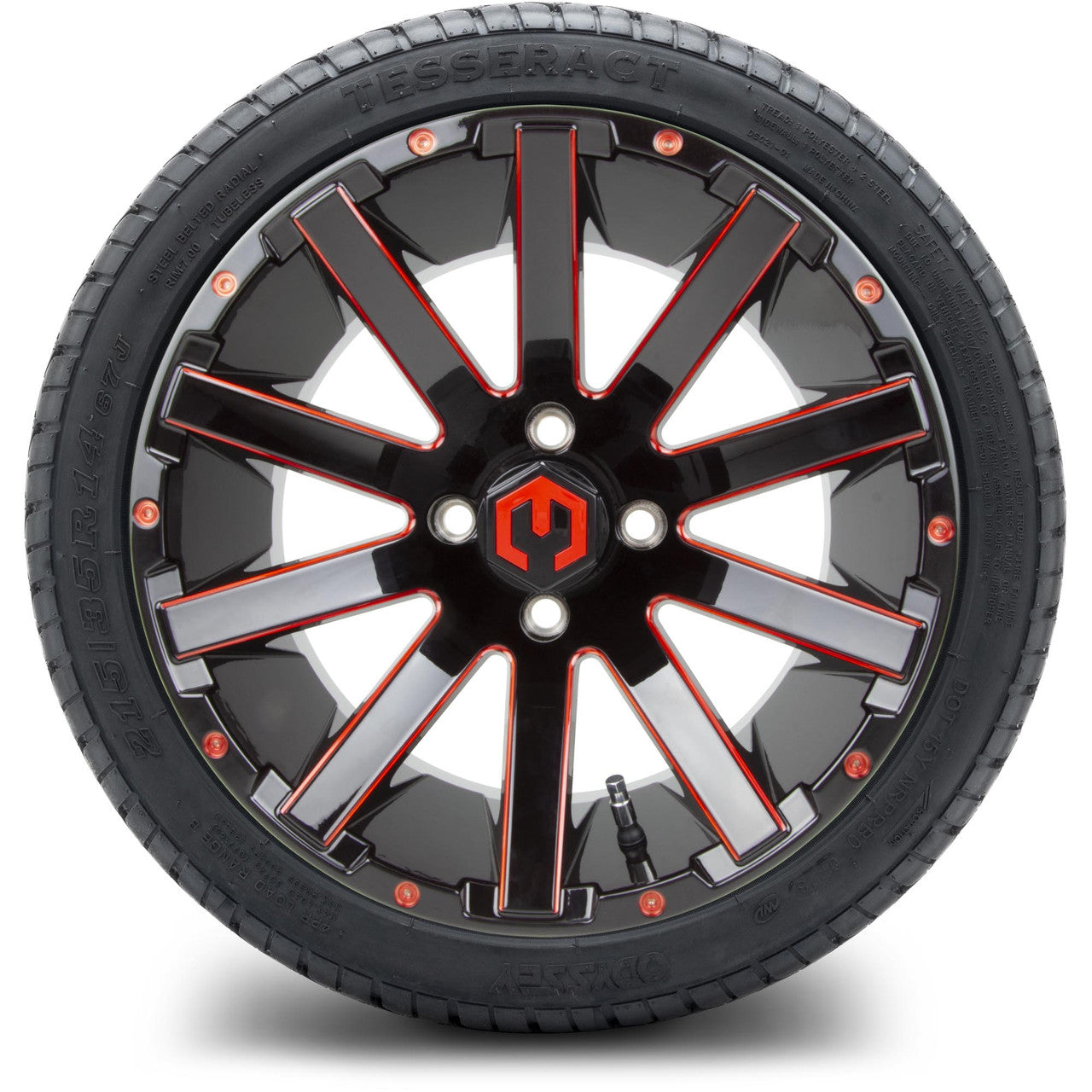 MODZ® 14" Mauler Glossy Black and Red with Ball Mill Wheels & Street Tires Combo