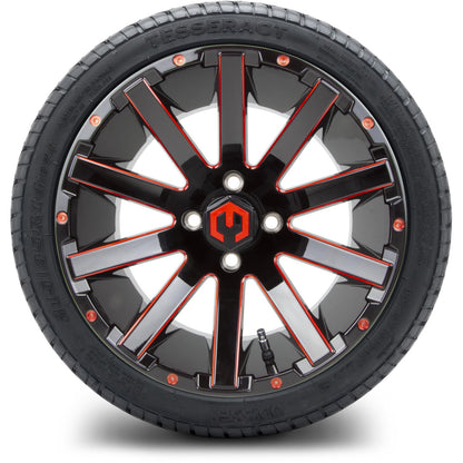 MODZ® 14" Mauler Glossy Black and Red with Ball Mill Wheels & Street Tires Combo