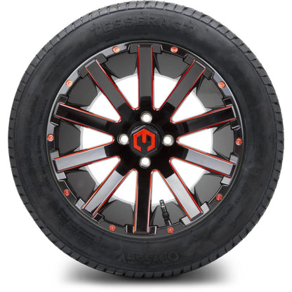 MODZ® 14" Mauler Glossy Black and Red with Ball Mill Wheels & Street Tires Combo
