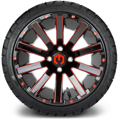 MODZ® 14" Mauler Glossy Black and Red with Ball Mill Wheels & Street Tires Combo