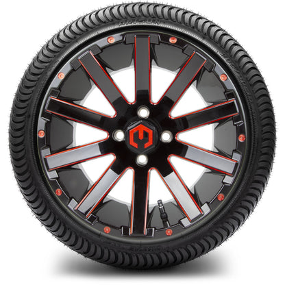 MODZ® 14" Mauler Glossy Black and Red with Ball Mill Wheels & Street Tires Combo