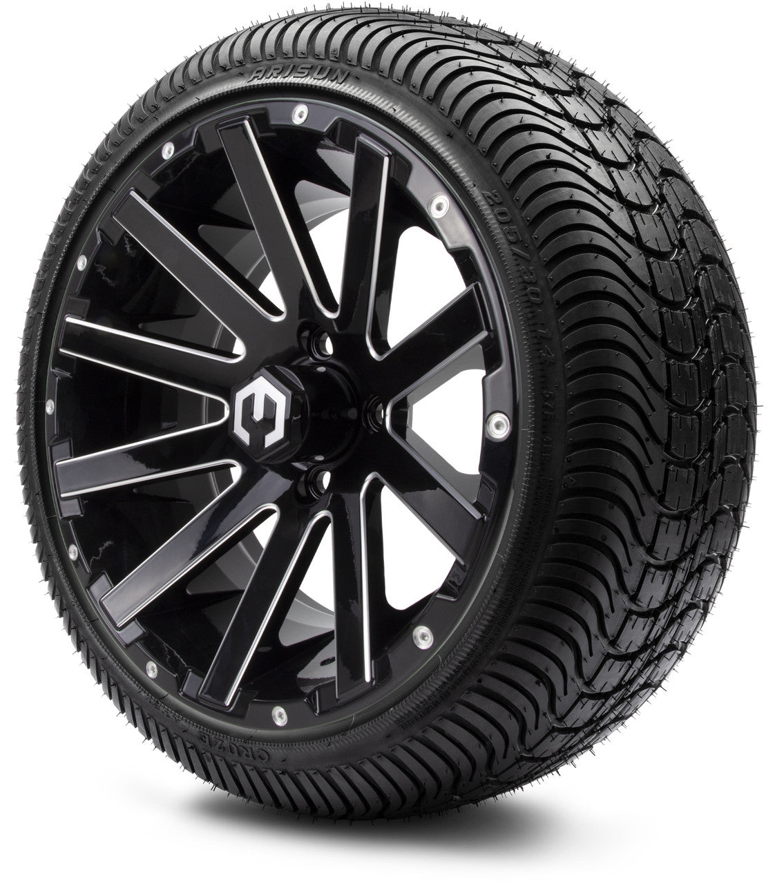 MODZ® 14" Mauler Glossy Black with Ball Mill Wheels & Street Tires Combo