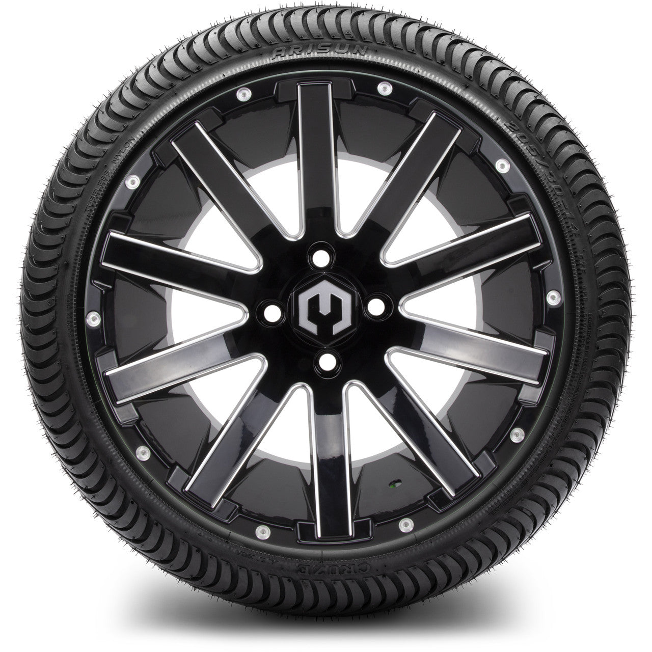 MODZ® 14" Mauler Glossy Black with Ball Mill Wheels & Street Tires Combo