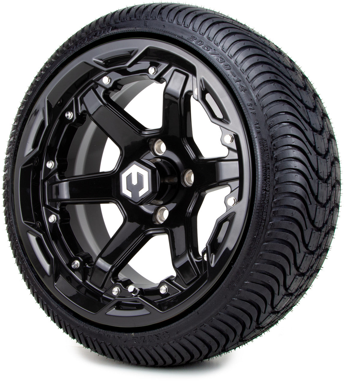 MODZ® 14" Gladiator Glossy Black Wheels and Street Tires Combo