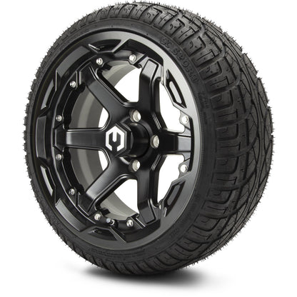 MODZ® 14" Gladiator Glossy Black Wheels and Street Tires Combo