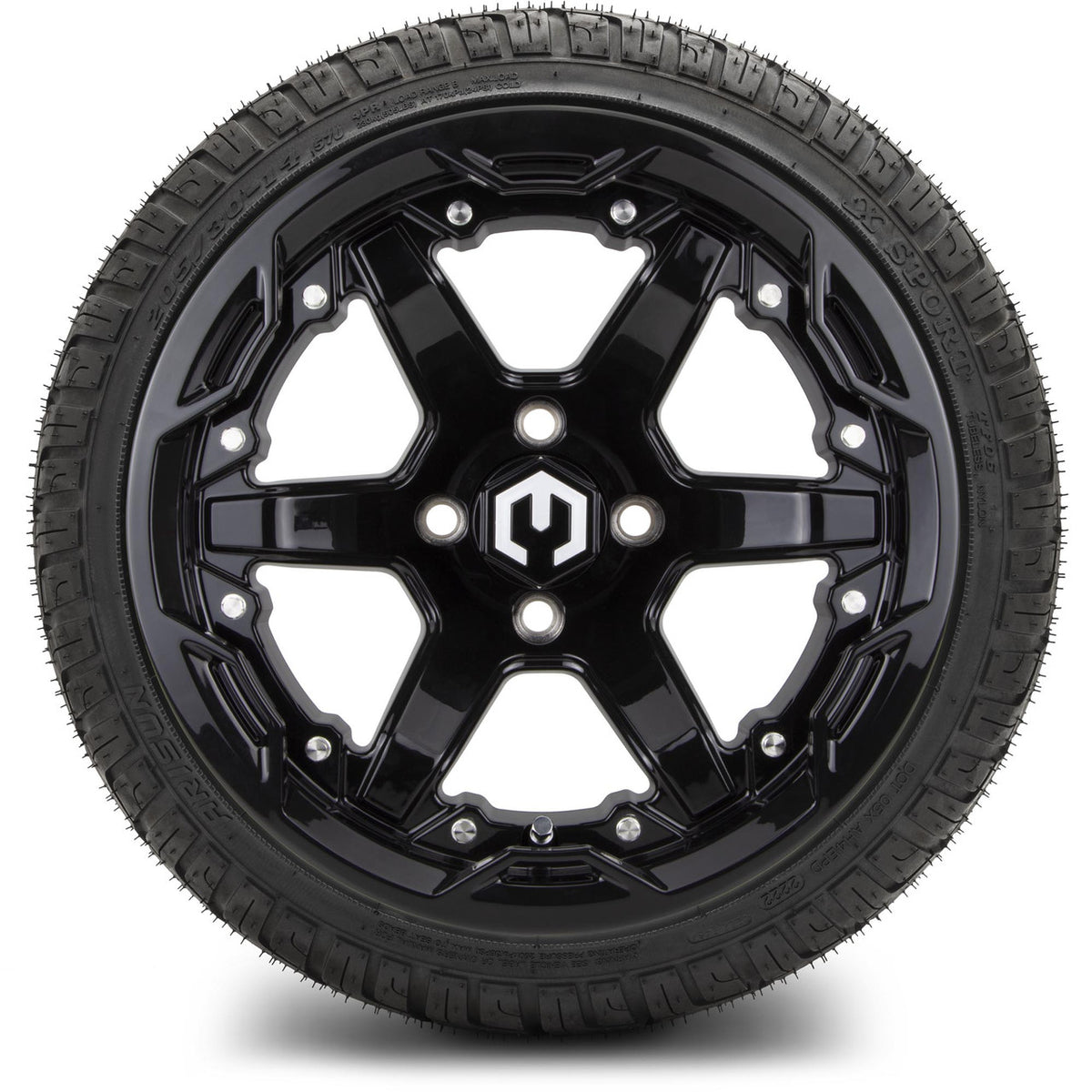 MODZ® 14" Gladiator Glossy Black Wheels and Street Tires Combo