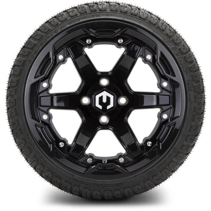 MODZ® 14" Gladiator Glossy Black Wheels and Street Tires Combo