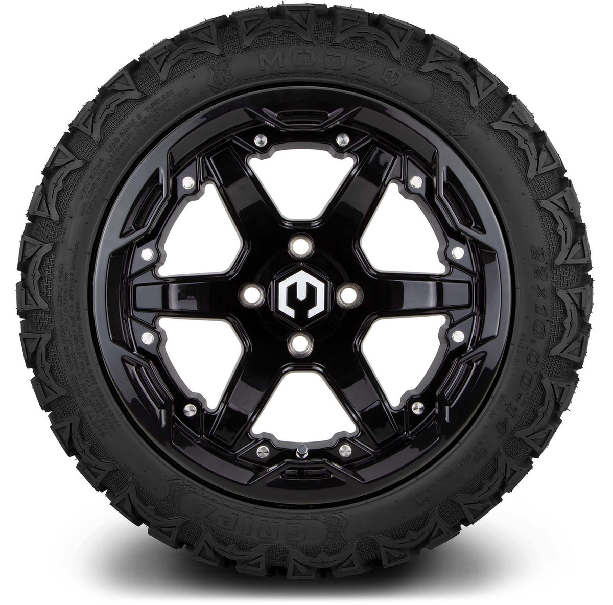 MODZ® 14" Gladiator Glossy Black Wheels and Off-Road Tires Combo