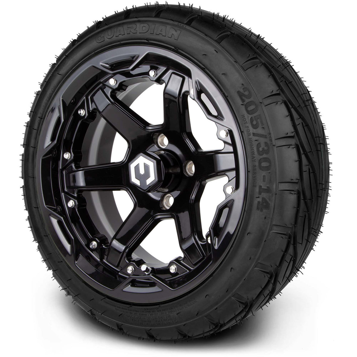 MODZ® 14" Gladiator Glossy Black Wheels and Street Tires Combo
