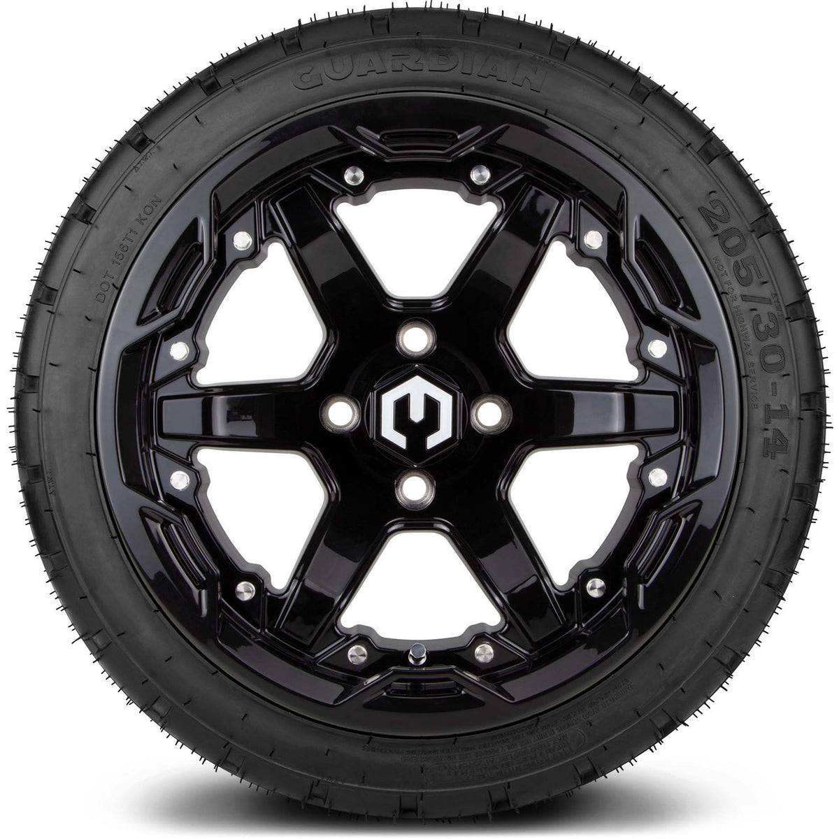MODZ® 14" Gladiator Glossy Black Wheels and Street Tires Combo