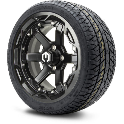 MODZ® 14" Gladiator Glossy Black Wheels and Street Tires Combo