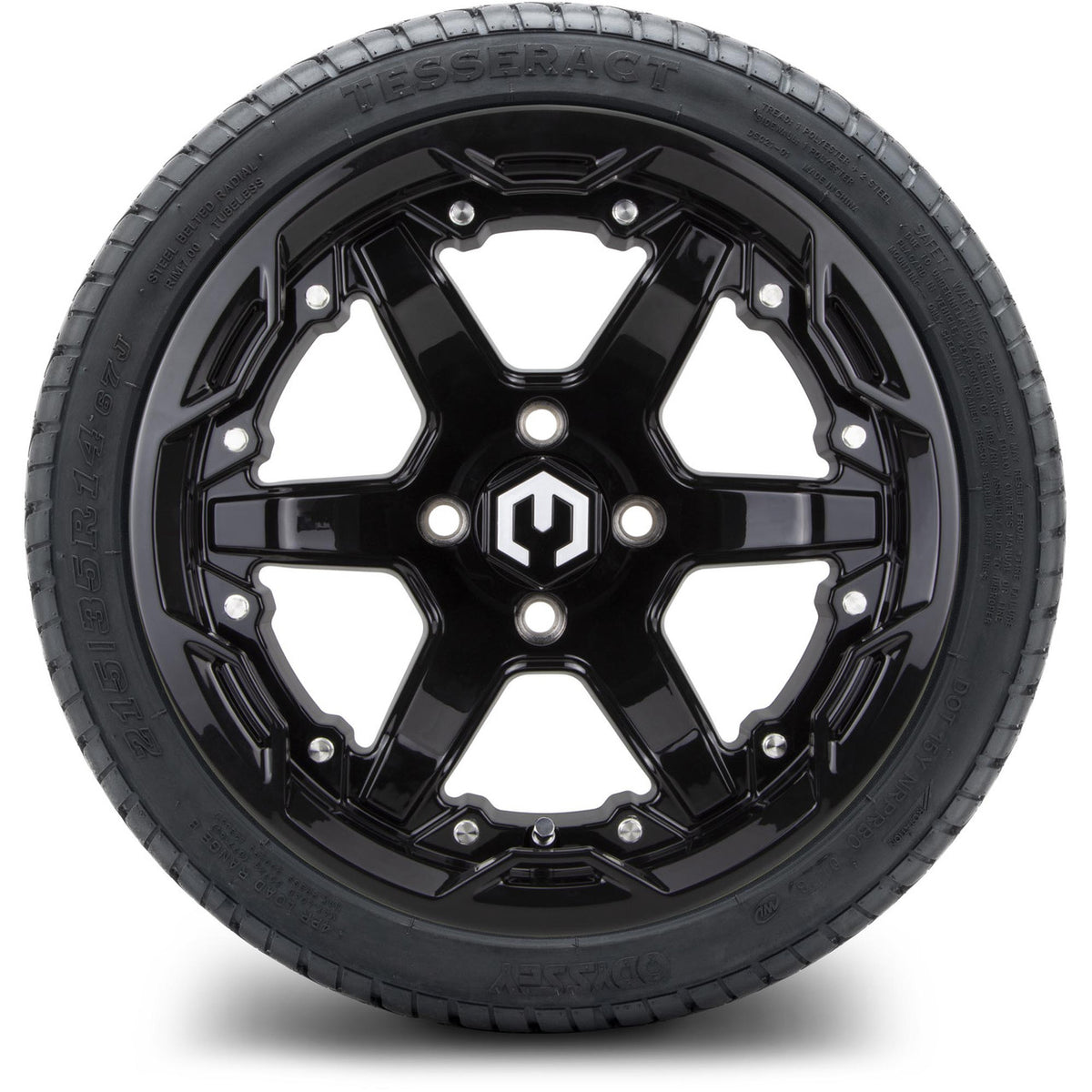 MODZ® 14" Gladiator Glossy Black Wheels and Street Tires Combo