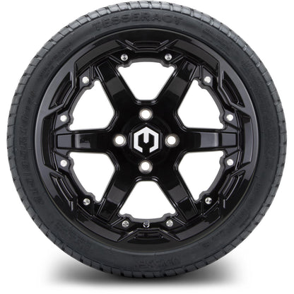 MODZ® 14" Gladiator Glossy Black Wheels and Street Tires Combo