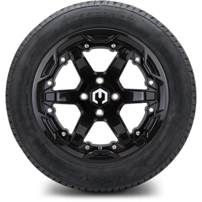 MODZ® 14" Gladiator Glossy Black Wheels and Street Tires Combo