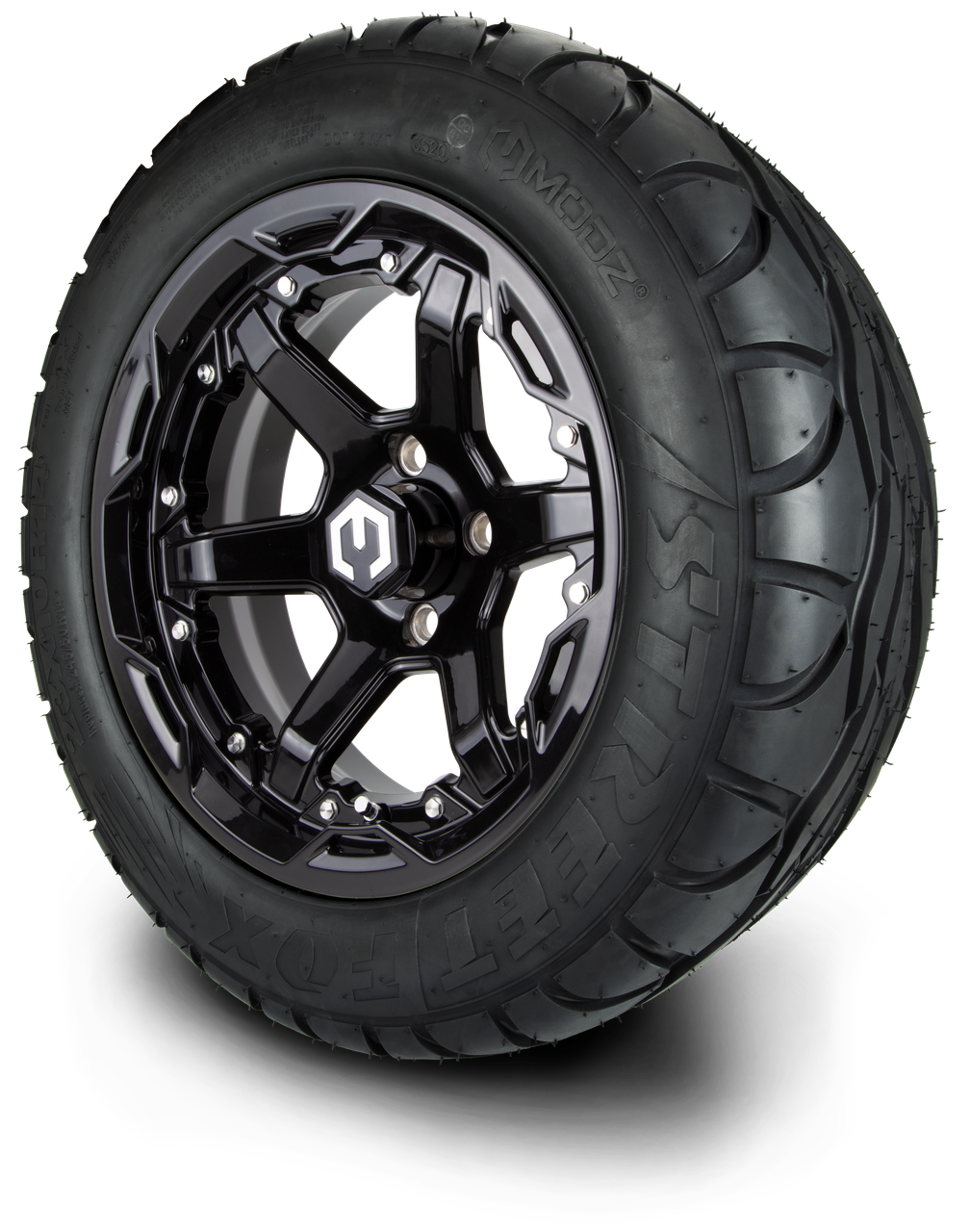 MODZ® 14" Gladiator Glossy Black Wheels and Street Tires Combo