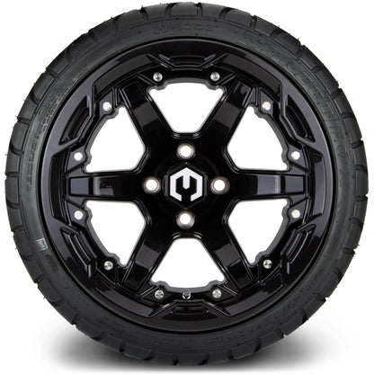 MODZ® 14" Gladiator Glossy Black Wheels and Street Tires Combo
