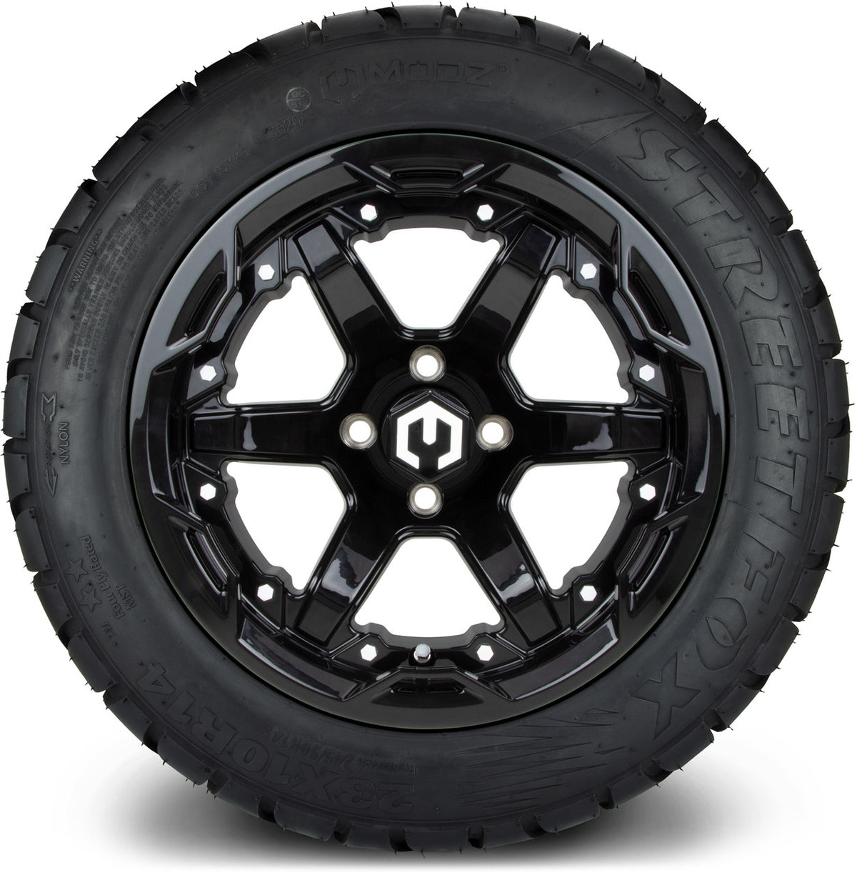 MODZ® 14" Gladiator Glossy Black Wheels and Street Tires Combo
