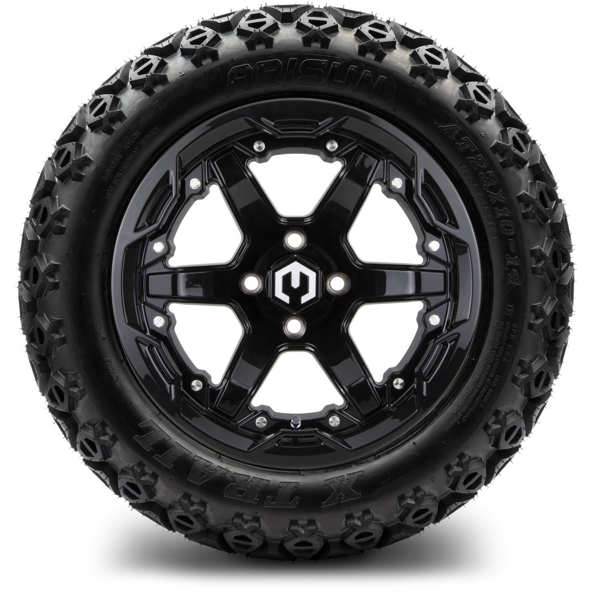 MODZ® 14" Gladiator Glossy Black Wheels and Off-Road Tires Combo