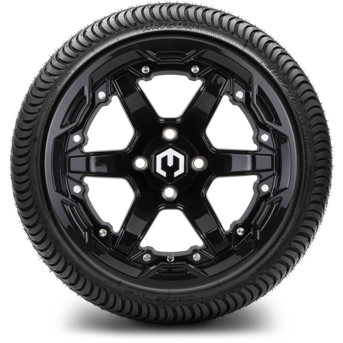 MODZ® 14" Gladiator Glossy Black Wheels and Street Tires Combo