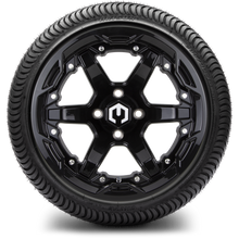 MODZ® 14" Gladiator Glossy Black Wheels and Street Tires Combo