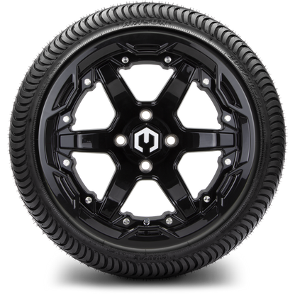 MODZ® 14" Gladiator Glossy Black Wheels and Street Tires Combo