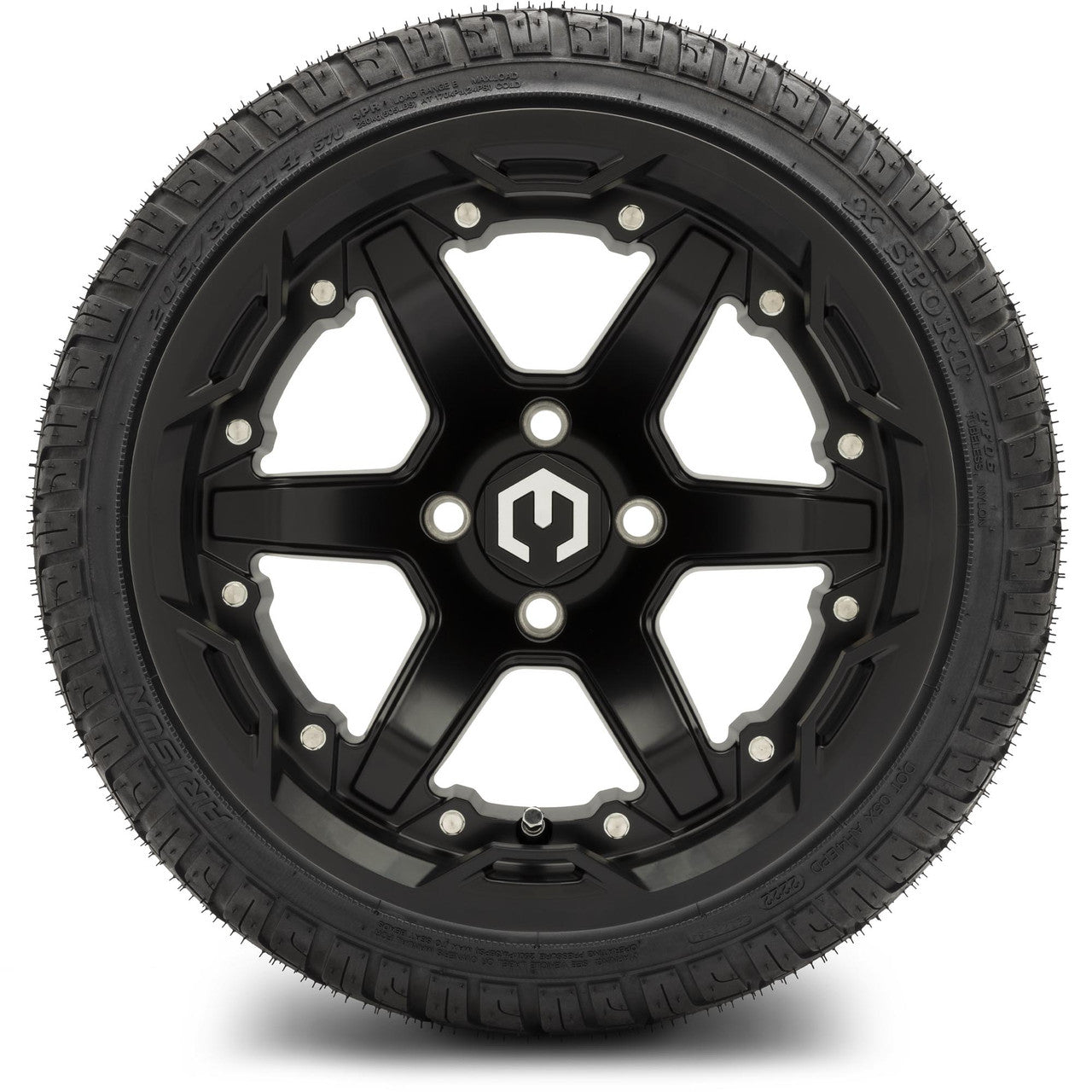 MODZ® 14" Gladiator Matte Black Wheels and Street Tires Combo