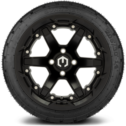 MODZ® 14" Gladiator Matte Black Wheels and Street Tires Combo