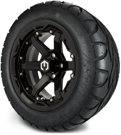 MODZ® 14" Gladiator Matte Black Wheels and Street Tires Combo