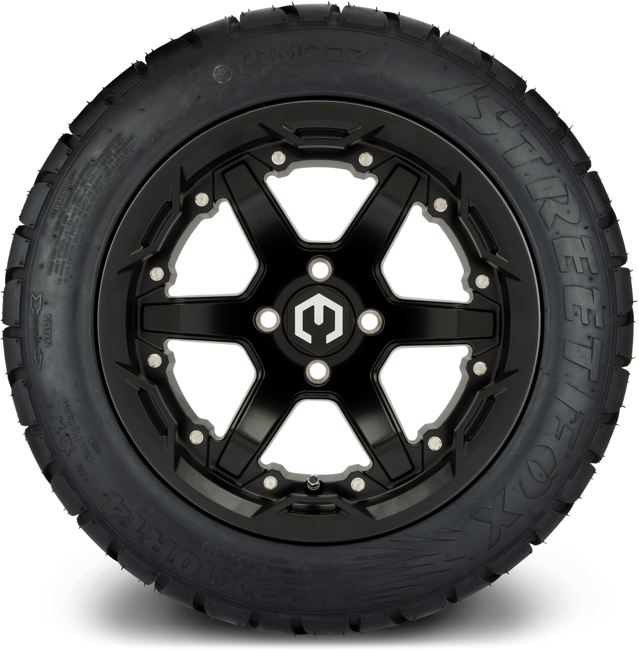 MODZ® 14" Gladiator Matte Black Wheels and Street Tires Combo