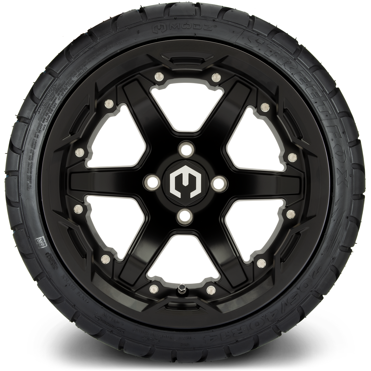 MODZ® 14" Gladiator Matte Black Wheels and Street Tires Combo