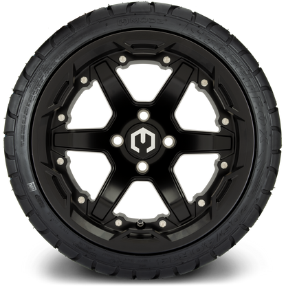 MODZ® 14" Gladiator Matte Black Wheels and Street Tires Combo
