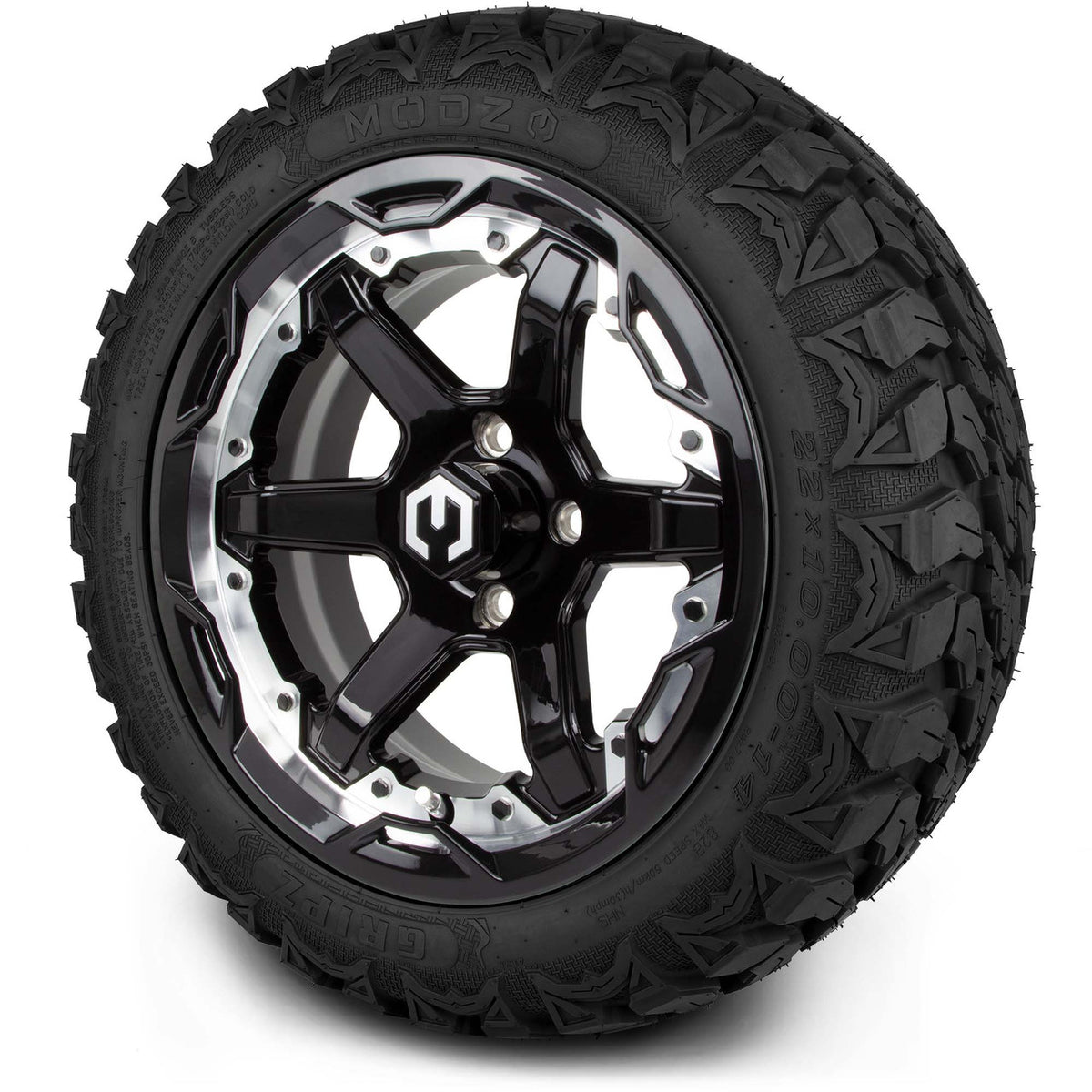 MODZ® 14" Gladiator Machine & Black Wheels and Off-Road Tires Combo