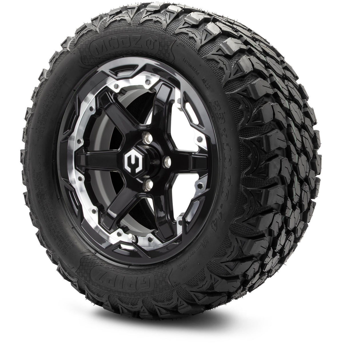 MODZ® 14" Gladiator Machine & Black Wheels and Off-Road Tires Combo